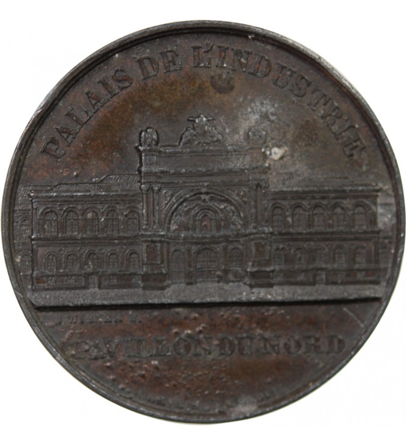 EXPOSITION UNIVERSELLE DE 1855, NAPOLEON III ET EUGENIE - MEDAILLE ZINC