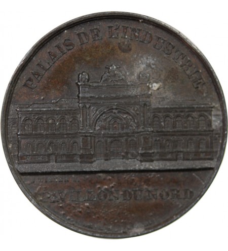 EXPOSITION UNIVERSELLE DE 1855, NAPOLEON III ET EUGENIE - MEDAILLE ZINC