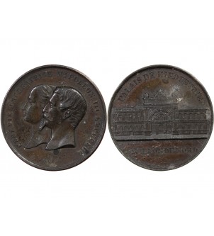 EXPOSITION UNIVERSELLE DE 1855, NAPOLEON III ET EUGENIE - MEDAILLE ZINC 2