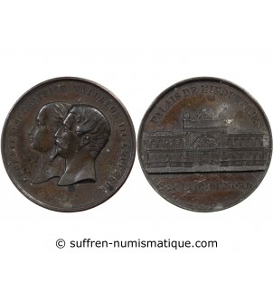 EXPOSITION UNIVERSELLE DE 1855, NAPOLEON III ET EUGENIE - MEDAILLE ZINC