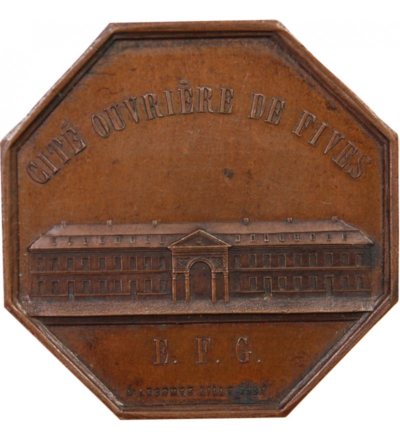 SECOND EMPIRE, CITÉ OUVRIÈRE DE FIVES - JETON CUIVRE 1856
