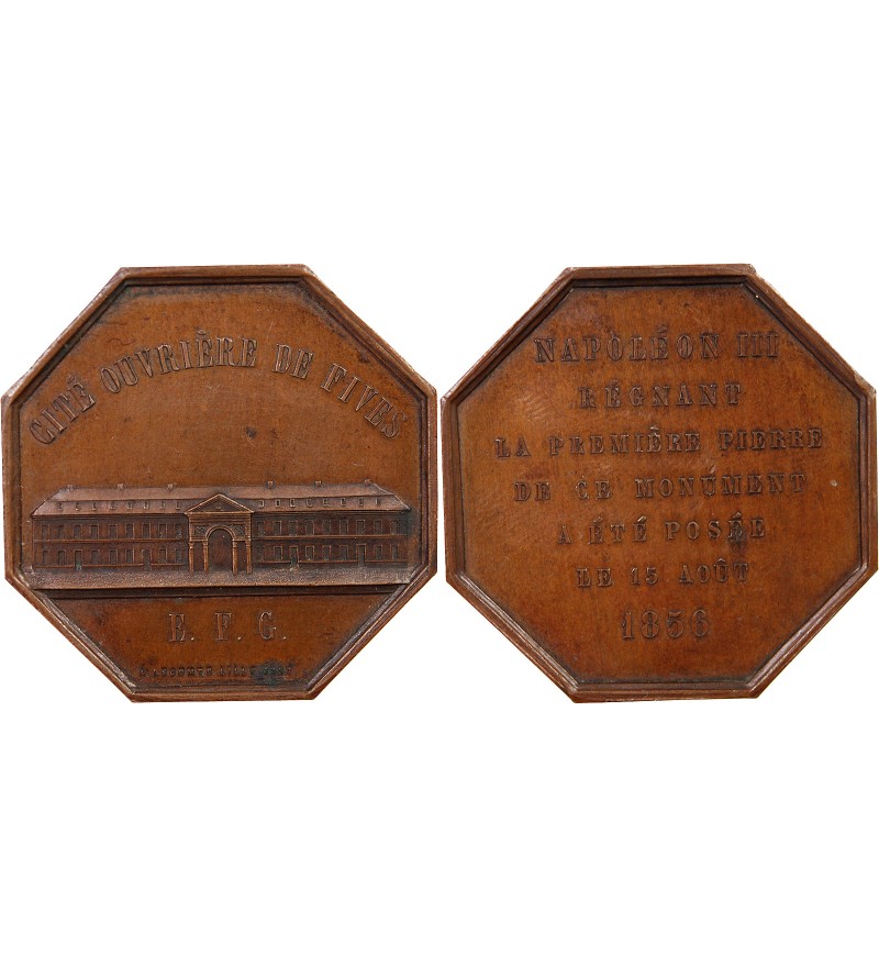 SECOND EMPIRE, CITÉ OUVRIÈRE DE FIVES - JETON CUIVRE 1856