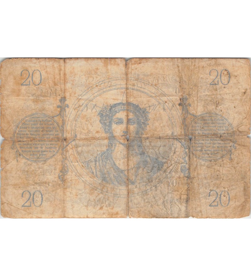 FRANCE - 20 FRANCS 08/01/1873 - SÉRIE V.1404 - B