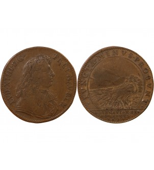 ALIENATION DES DOMAINES, LOUIS XIV - JETON CUIVRE 1677 2
