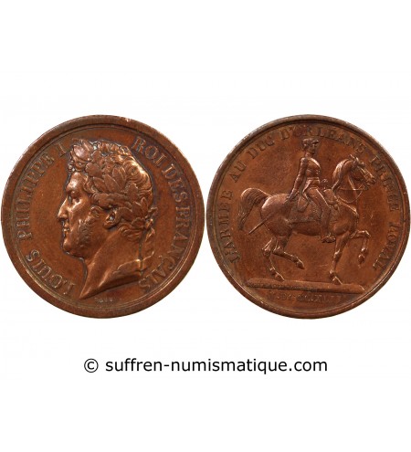 LE DUC D'ORLEANS - MEDAILLE CUIVRE 1842