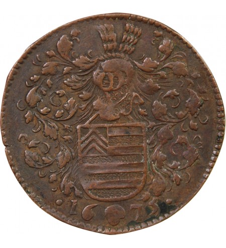 VILLE DE BRUXELLES, ECU DE WAUWERE - JETON CUIVRE 1675