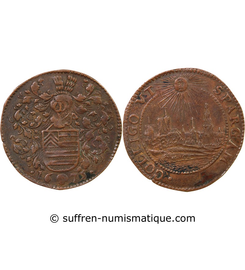 VILLE DE BRUXELLES, ECU DE WAUWERE - JETON CUIVRE 1675