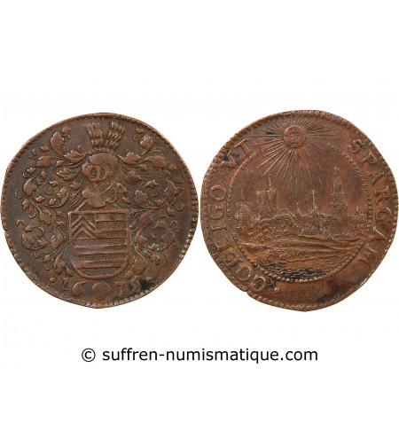 VILLE DE BRUXELLES, ECU DE WAUWERE - JETON CUIVRE 1675