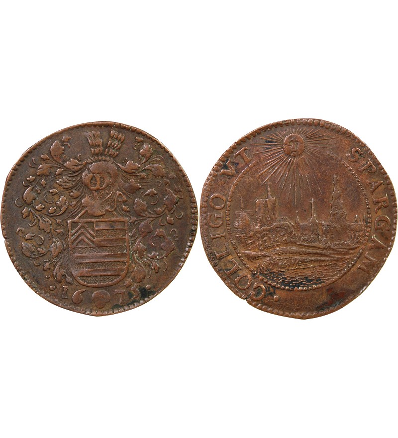 VILLE DE BRUXELLES, ECU DE WAUWERE - JETON CUIVRE 1675