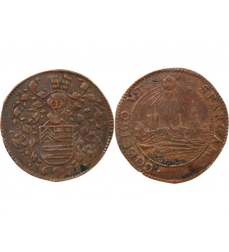 VILLE DE BRUXELLES, ECU DE WAUWERE - JETON CUIVRE 1675