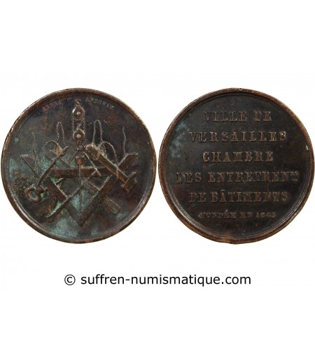 VILLE DE VERSAILLES, ENTREPRENEURS DU BÂTIMENT - JETON CUIVRE poinçon Abeille (1860 /1879)