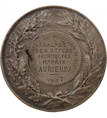 ECOLE DES BEAUX-ARTS DE NANTES - MEDAILLE ARGENT attribuée en 1907