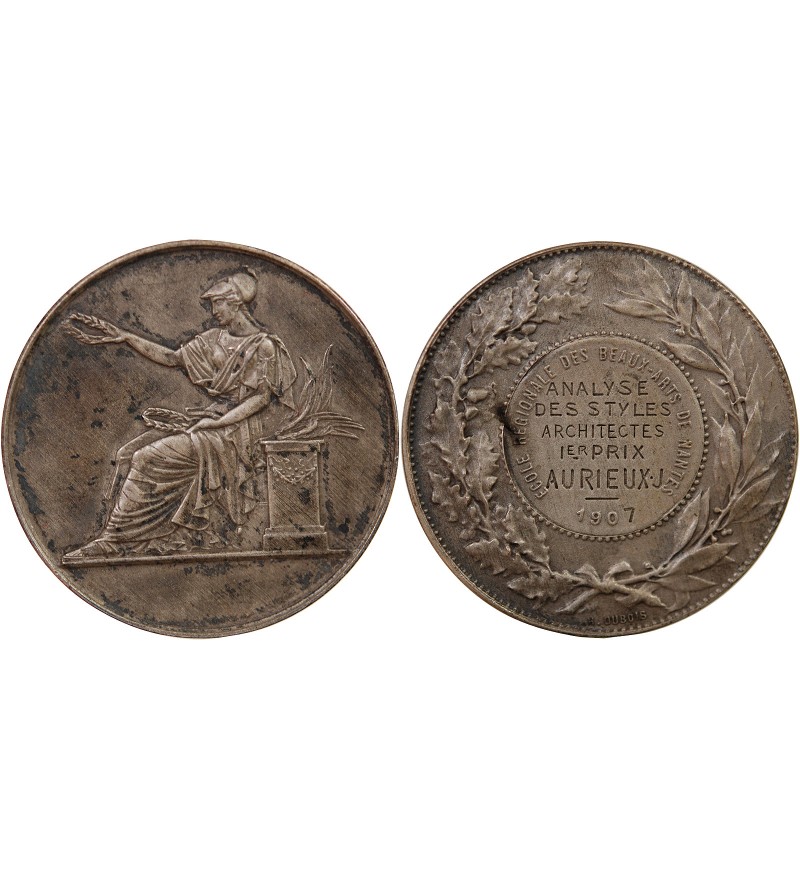 ECOLE DES BEAUX-ARTS DE NANTES - MEDAILLE ARGENT attribuée en 1907