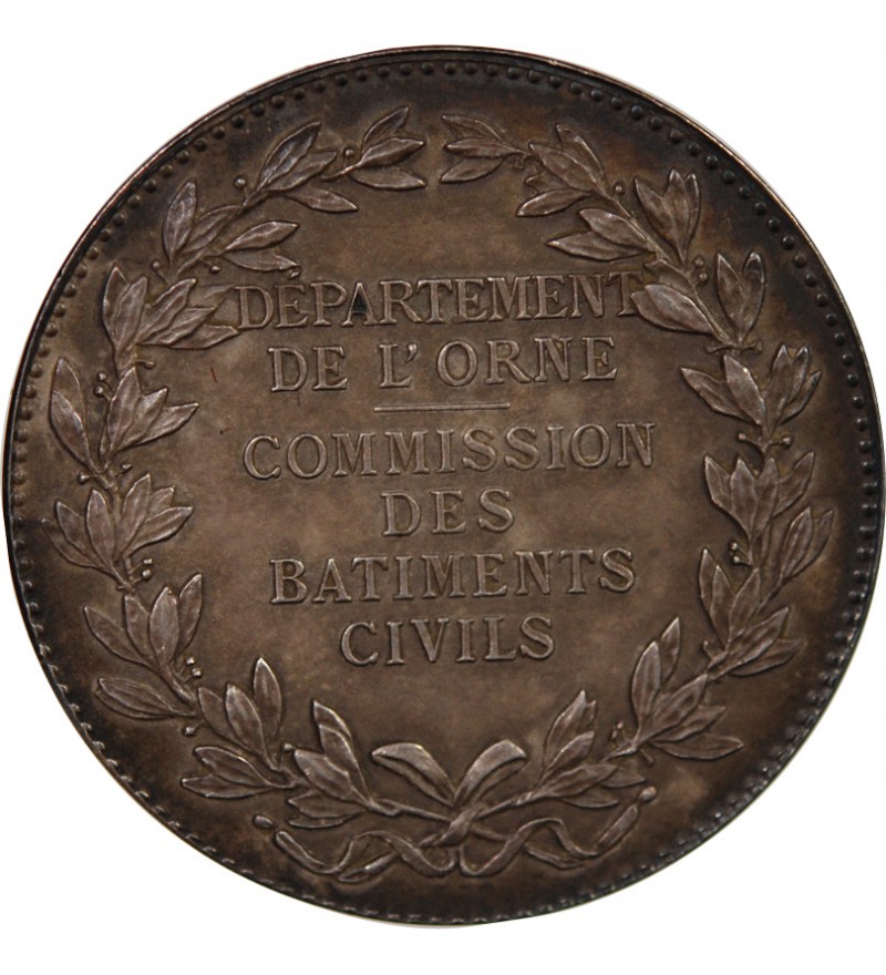 DÉPARTEMENT DE L'ORNE, BÂTIMENTS CIVILS - MEDAILLE ARGENT Poinçon Corne (après 1879)