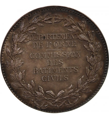 DÉPARTEMENT DE L'ORNE, BÂTIMENTS CIVILS - MEDAILLE ARGENT Poinçon Corne (après 1879)