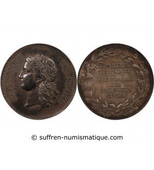 DÉPARTEMENT DE L'ORNE, BÂTIMENTS CIVILS - MEDAILLE ARGENT Poinçon Corne (après 1879)