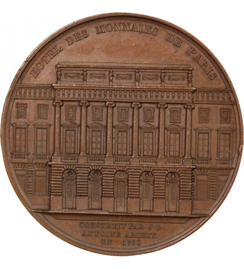 HÔTEL DES MONNAIES, J.-D. ANTOINE ARCHITECTE  - MEDAILLE CUIVRE VERS 1830