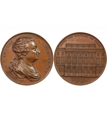 HÔTEL DES MONNAIES, J.-D. ANTOINE ARCHITECTE  - MEDAILLE CUIVRE VERS 1830