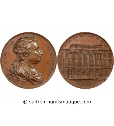 HÔTEL DES MONNAIES, J.-D. ANTOINE ARCHITECTE  - MEDAILLE CUIVRE VERS 1830