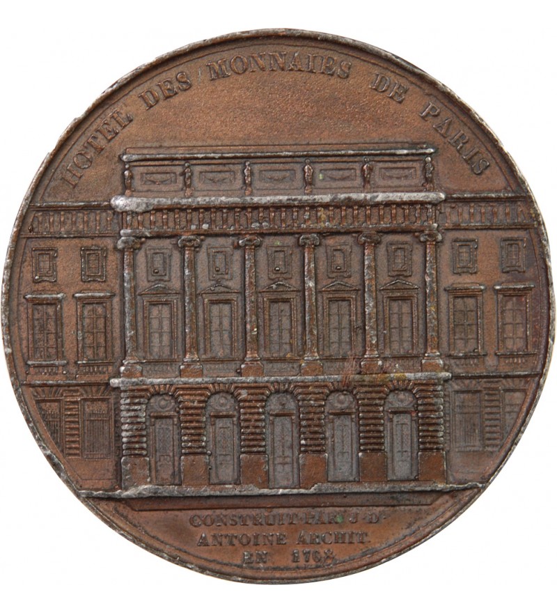 HÔTEL DES MONNAIES, J.-D. ANTOINE ARCHITECTE  - MEDAILLE CUIVRE VERS 1830