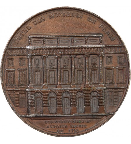 HÔTEL DES MONNAIES, J.-D. ANTOINE ARCHITECTE  - MEDAILLE CUIVRE VERS 1830