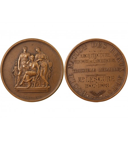ECOLE NATIONALE DES BEAUX-ARTS - MEDAILLE BRONZE attribuée en 1908