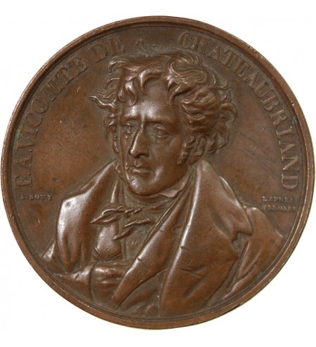 LA BRETAGNE HISTORIQUE, CHATEAUBRIAND - MEDAILLE CUIVRE 1844