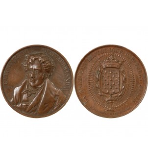 LA BRETAGNE HISTORIQUE, CHATEAUBRIAND - MEDAILLE CUIVRE 1844 2