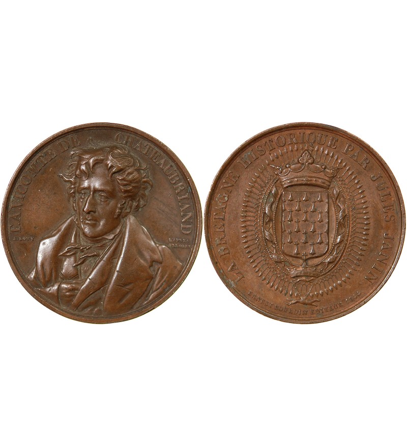 LA BRETAGNE HISTORIQUE, CHATEAUBRIAND - MEDAILLE CUIVRE 1844