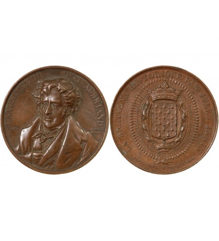 LA BRETAGNE HISTORIQUE, CHATEAUBRIAND - MEDAILLE CUIVRE 1844