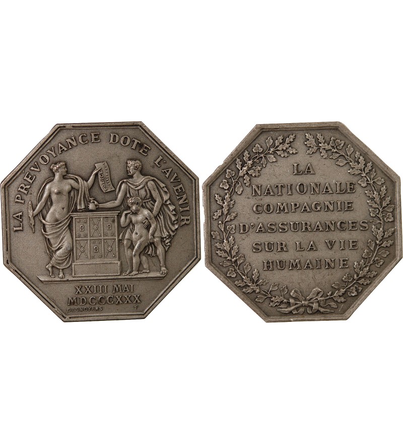ASSURANCES, LA NATIONALE – JETON ARGENT Poinçon Corne (après 1879)