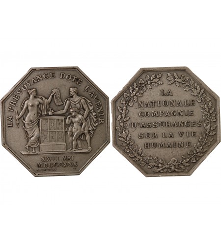 ASSURANCES, LA NATIONALE – JETON ARGENT Poinçon Corne (après 1879)