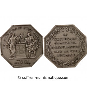 ASSURANCES, LA NATIONALE – JETON ARGENT Poinçon Corne (après 1879)
