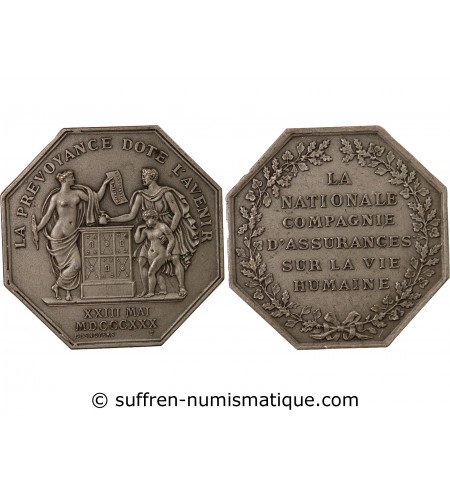 ASSURANCES, LA NATIONALE – JETON ARGENT Poinçon Corne (après 1879)