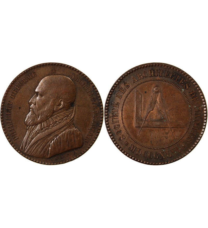 ARCHITECTES DE NANTES, PHILIBERT DELORME  - MEDAILLE CUIVRE poinçon Abeille (1860 /1879)