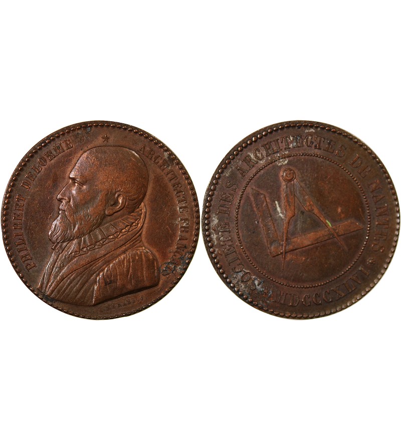 ARCHITECTES DE NANTES, PHILIBERT DELORME  - MEDAILLE CUIVRE poinçon Abeille (1860 /1879)