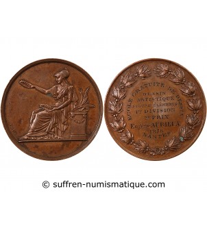 ECOLE DE DESSIN DE NANTES - MEDAILLE CUIVRE attribuée en 1878