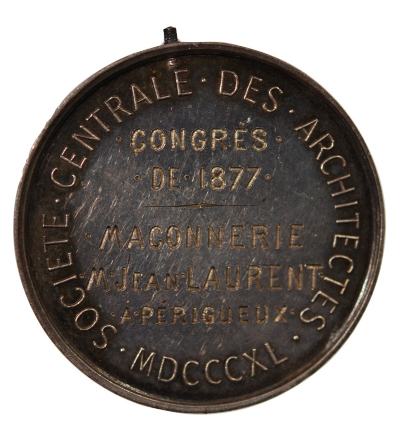 SOCIETE CENTRALE DES ARCHITECTES, CONGRES DE 1877 - JETON ARGENT
