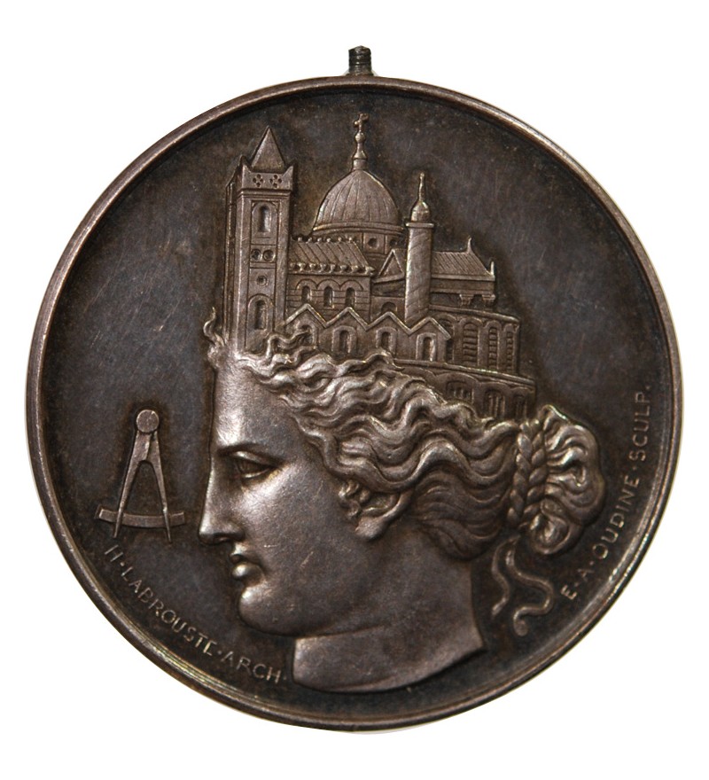 SOCIETE CENTRALE DES ARCHITECTES, CONGRES DE 1877 - JETON ARGENT