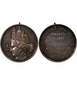 SOCIETE CENTRALE DES ARCHITECTES, CONGRES DE 1877 - JETON ARGENT 2