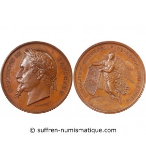 EXPOSITION UNIVERSELLE DE 1867, NAPOLEON III - MEDAILLE CUIVRE
