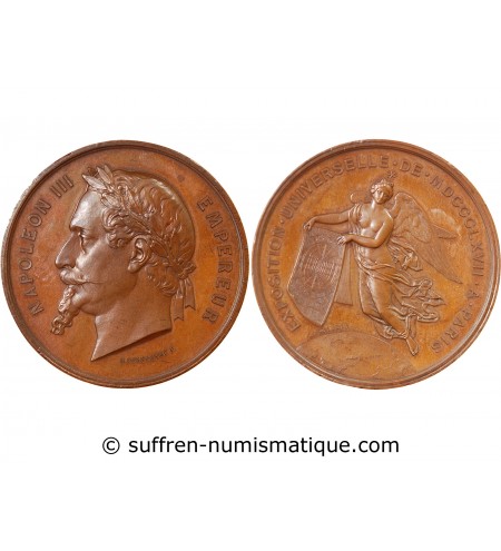 EXPOSITION UNIVERSELLE DE 1867, NAPOLEON III - MEDAILLE CUIVRE