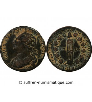 LOUIS XVI, CONSTITUTION - 12 DENIERS 1791 AA METZ