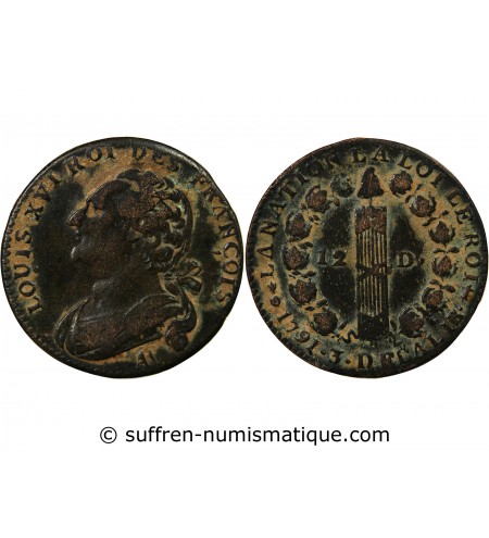 LOUIS XVI, CONSTITUTION - 12 DENIERS 1791 AA METZ