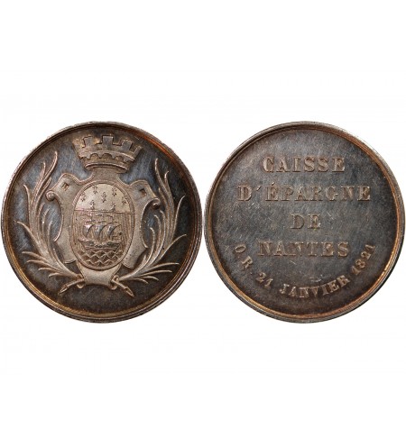 CAISSE D'EPARGNE DE NANTES - JETON ARGENT poinçon Main (1845-1860)