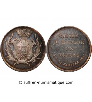 CAISSE D'EPARGNE DE NANTES - JETON ARGENT poinçon Main (1845-1860)