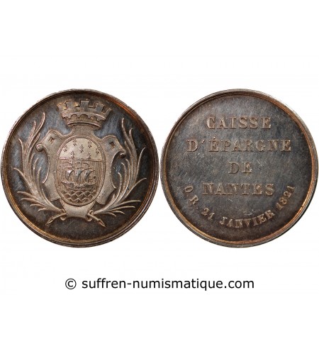 CAISSE D'EPARGNE DE NANTES - JETON ARGENT poinçon Main (1845-1860)