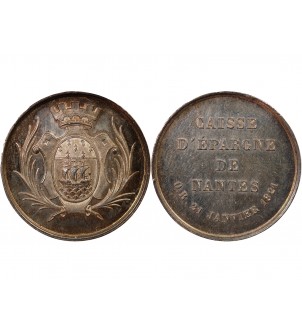 CAISSE D'EPARGNE DE NANTES - JETON ARGENT poinçon Main (1845-1860) 2