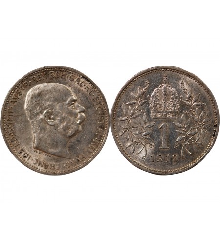 AUTRICHE, FRANÇOIS-JOSEPH Ier - 1 CORONA ARGENT 1913