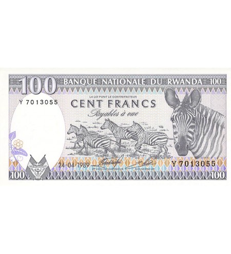 RWANDA - 100 FRANCS 24/04/1989 - P.NEUF